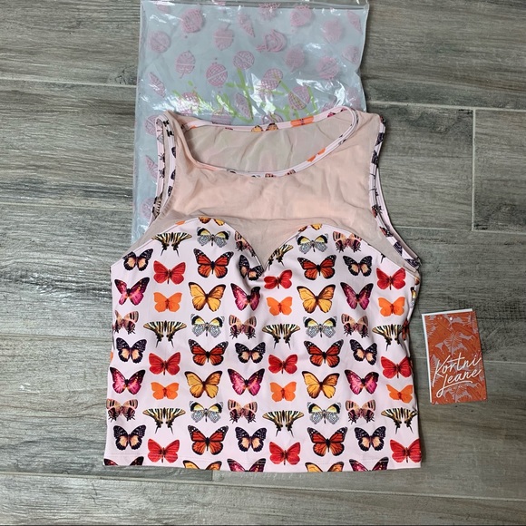 Kortni Jeane butterfly netted sweetheart swim top size medium - Picture 2 of 6